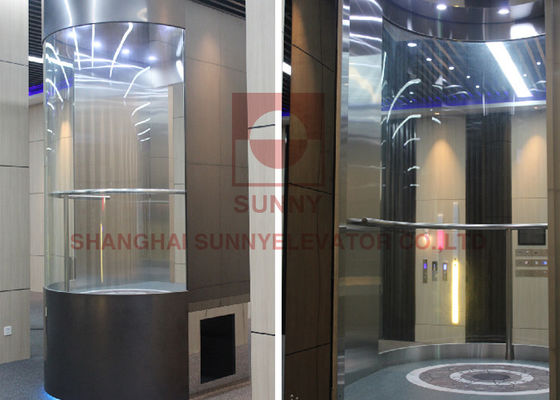 Ascenseur panoramique en verre tétragonal de l'acier inoxydable 2100kg avec M./LMR
