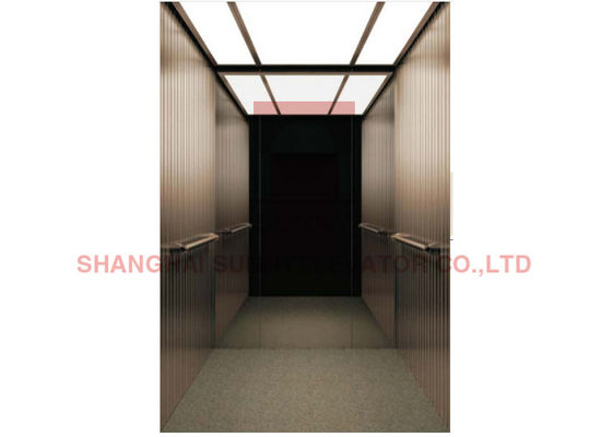ascenseur résidentiel d'ascenseur de 400kg VVVF avec Rose Gold Etched Stainless Steel